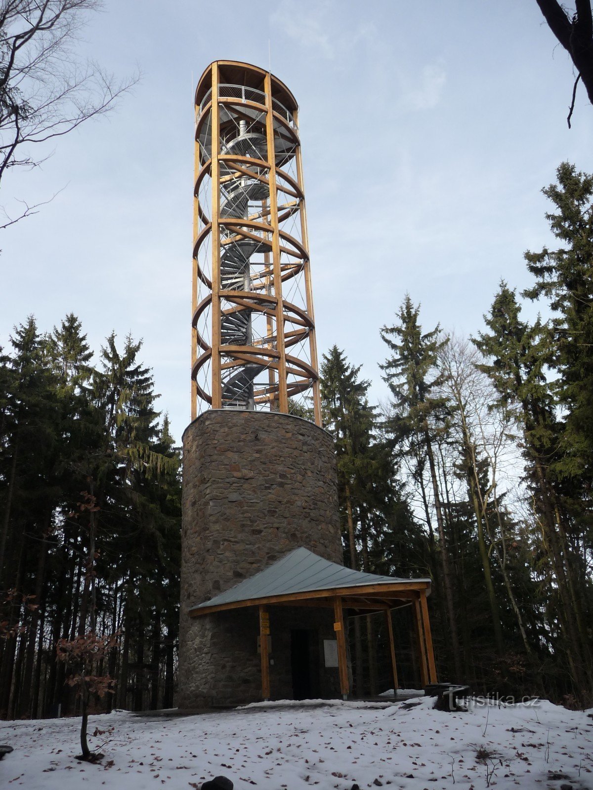 Mařenka lookout tower in winter
