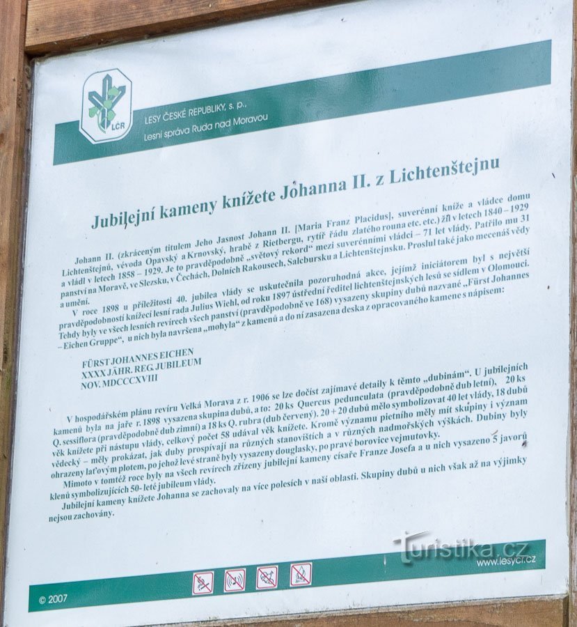 Ruda nad Moravou – jubilejni kamen Janeza II. iz Lihtenštajna