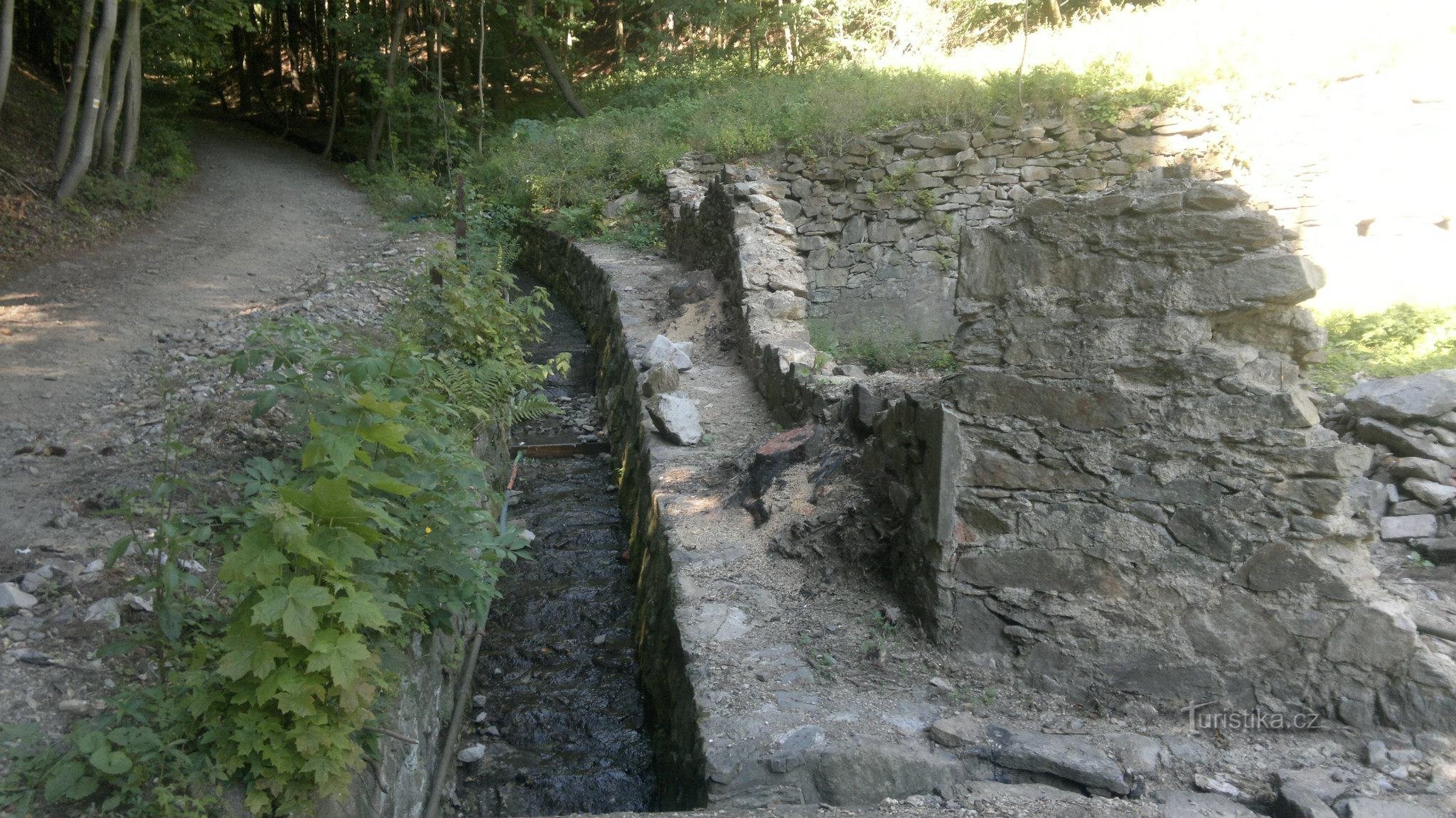 Ruines d'un marteau sur le ruisseau Krupský