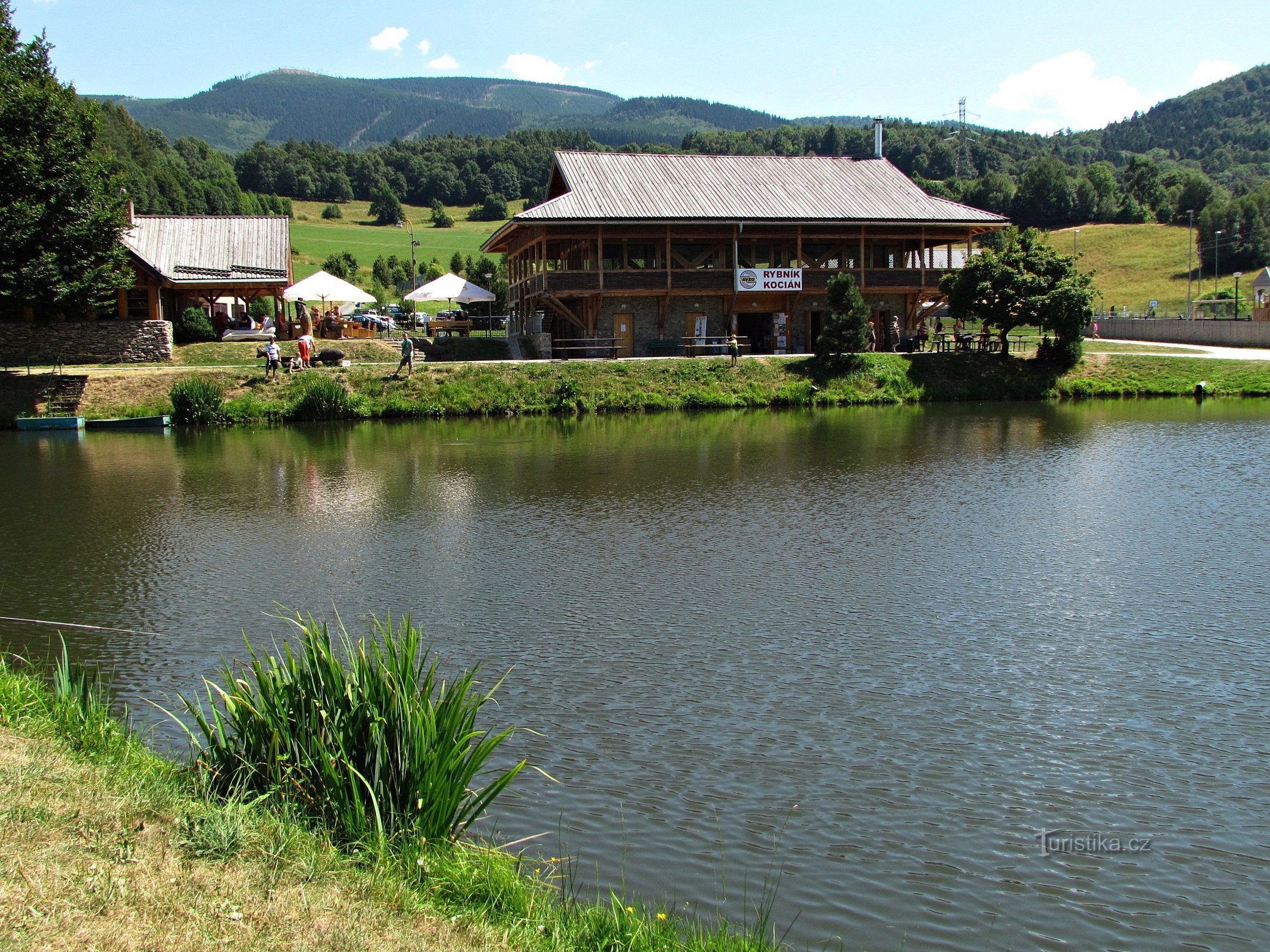 Pond and fishing bastion with restaurant