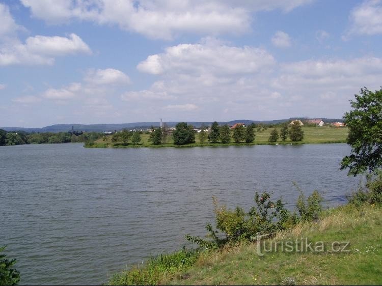 rybník Strž: Rybník Strž - v pozadí Dobříš