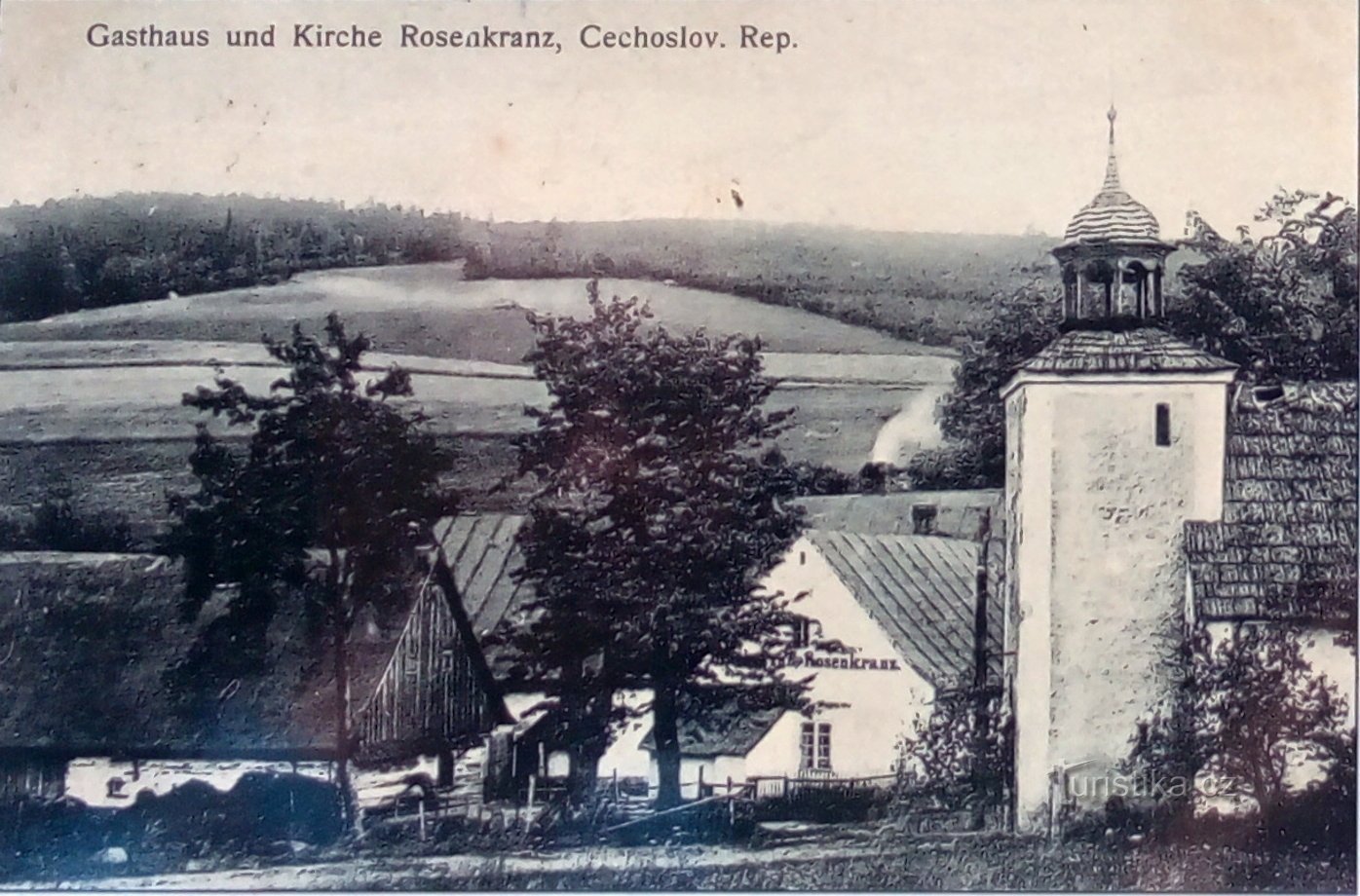 Rychlebské hory: Růženín, period photograph from a blackboard