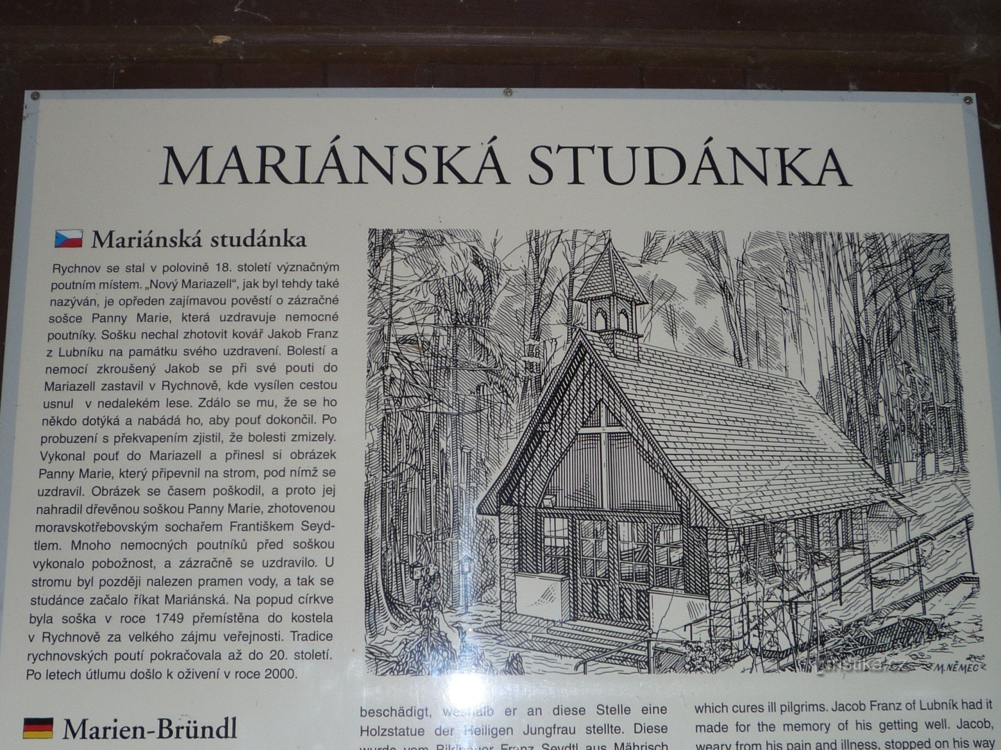 Rychnov na Moravě - Mariánská studánka, tablón de información