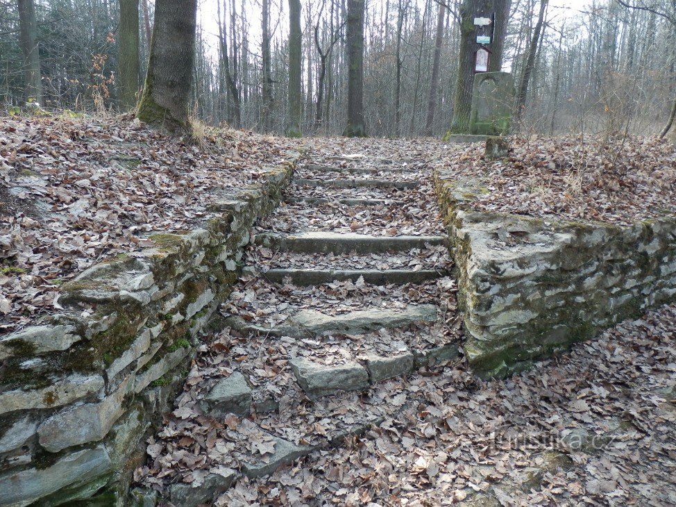 Stair steps leading to the base of the statue