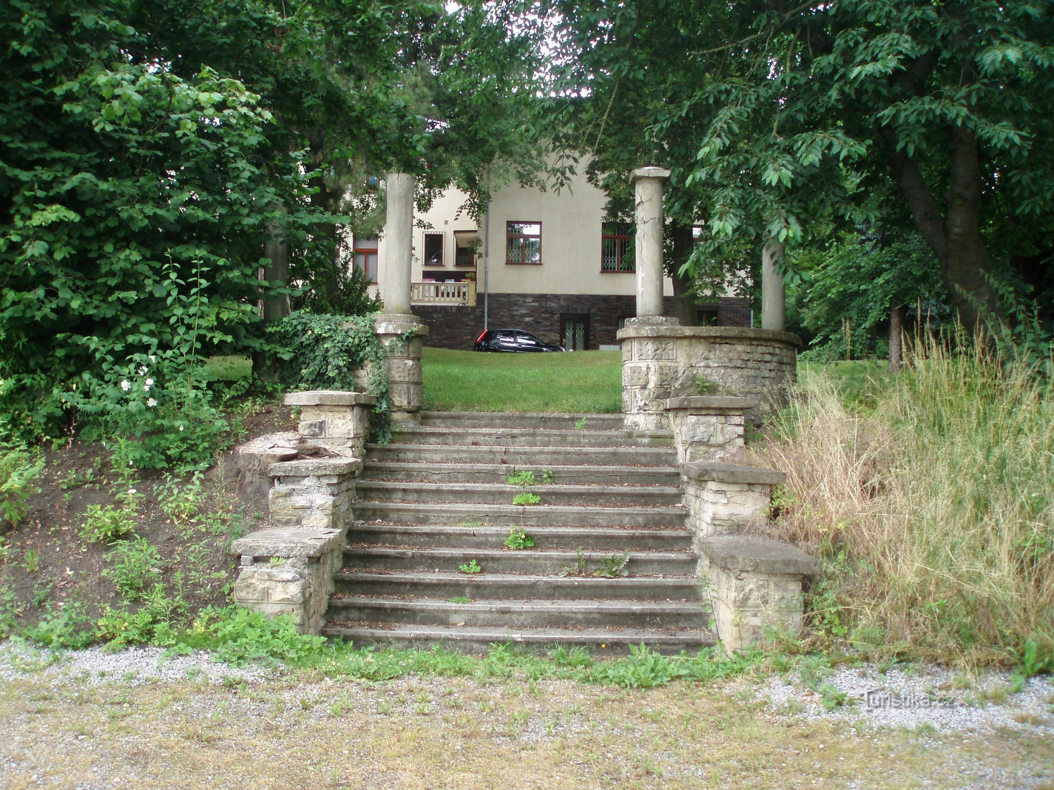 Stairs in the garden of the museum