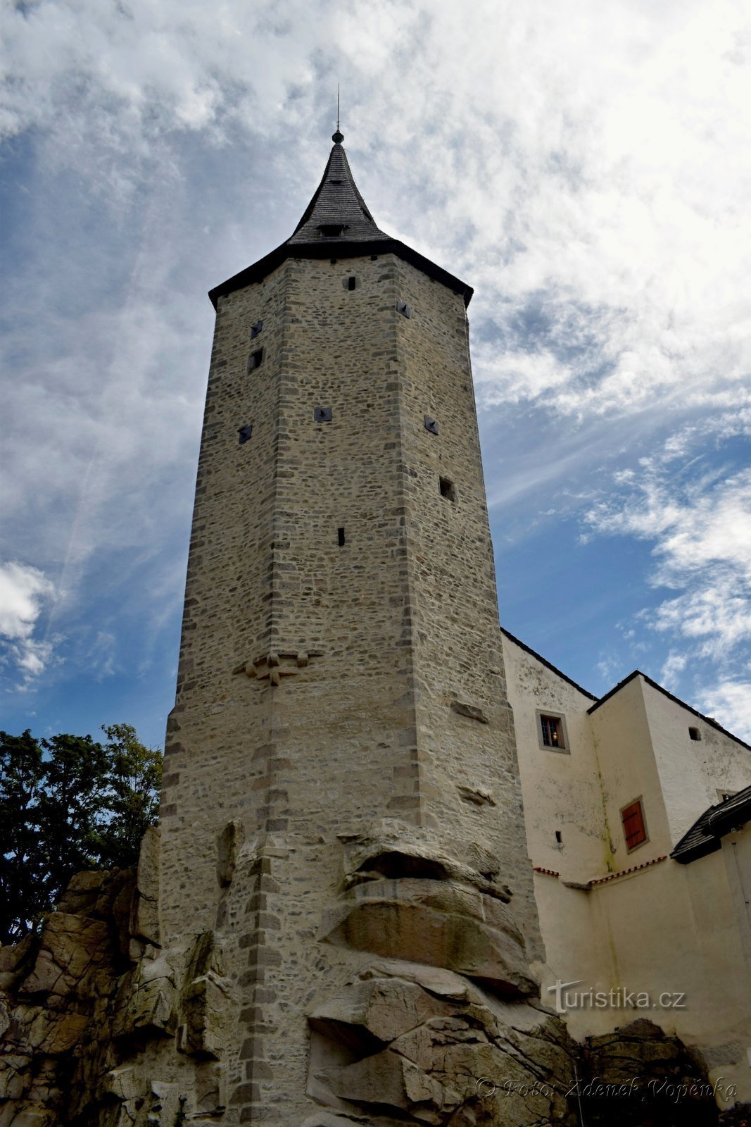 Seven-sided castle tower.