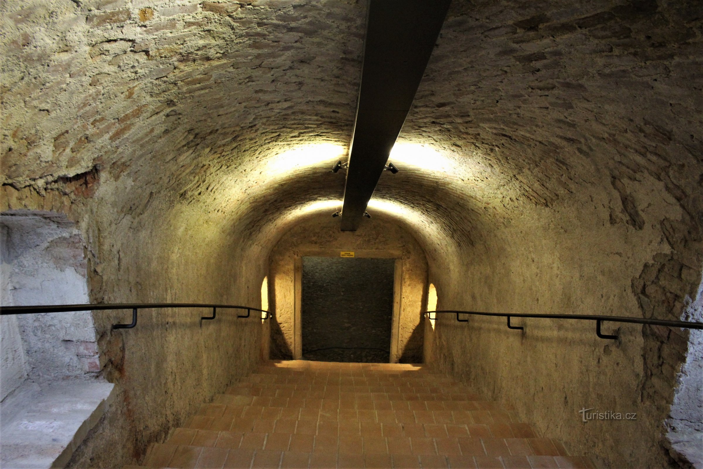 Descending stairs to the icehouse