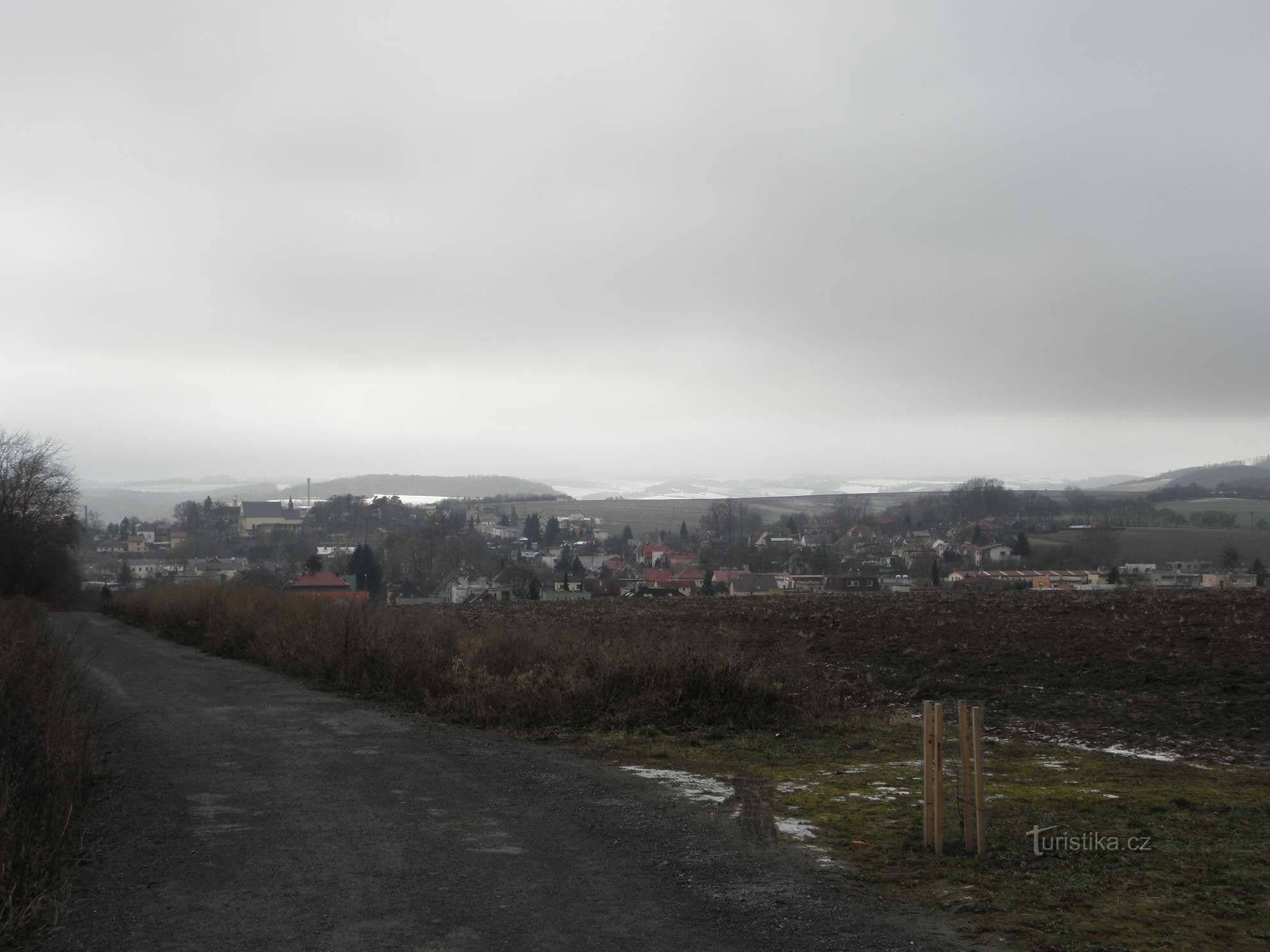 The northern part of Fulnek with the former Augustinian monastery from the cross - 1.1.2012