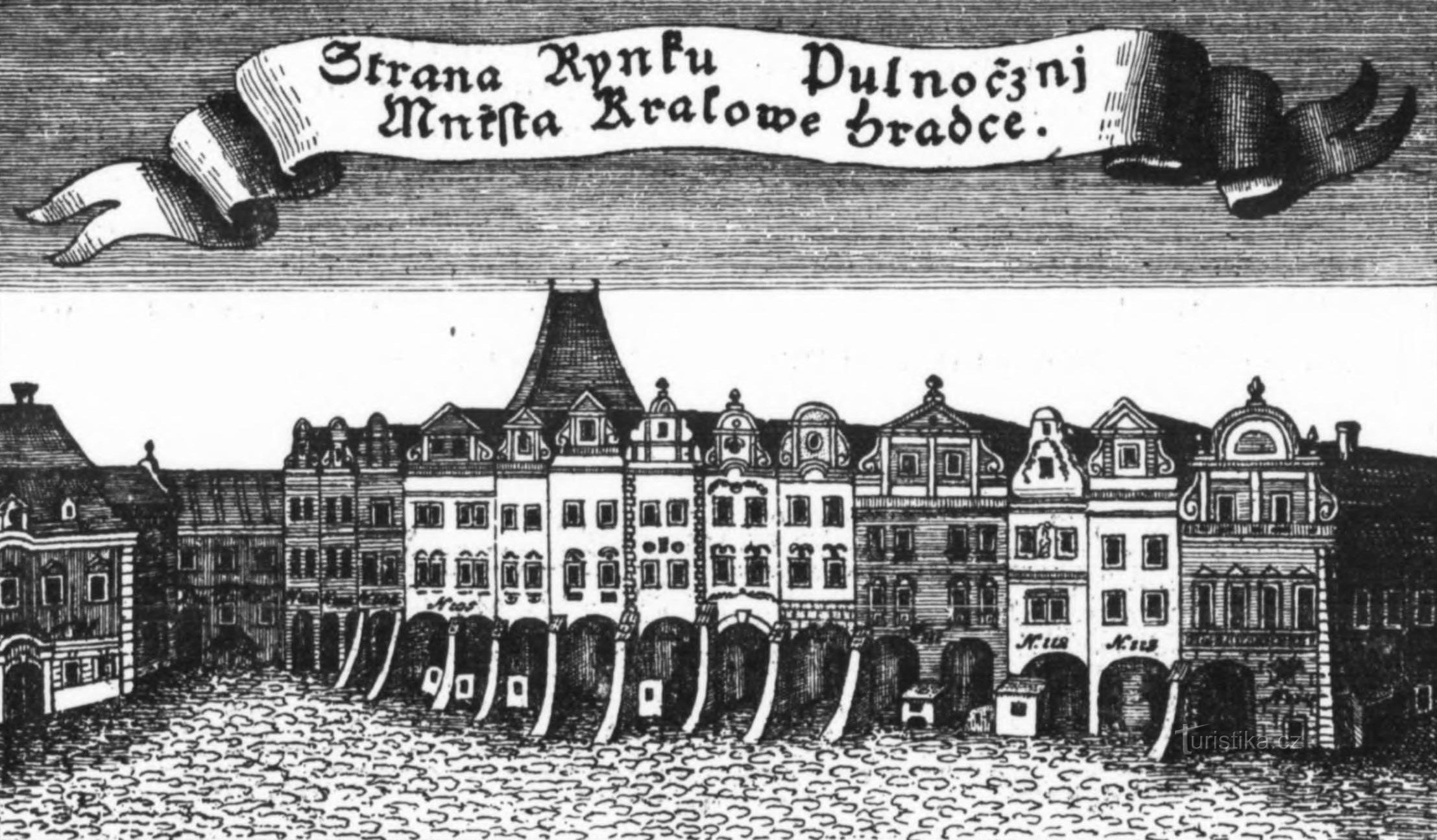 Lato nord di Velké náměstí su Venutova veduta (dopo il 1700)