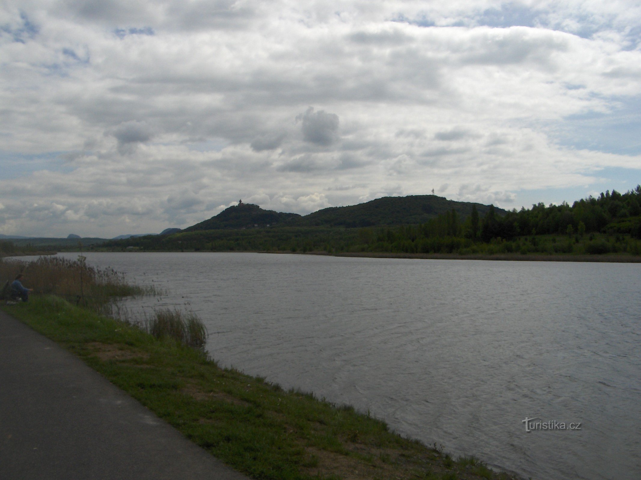 Široký vrch and Hněvín from Lake Matylda