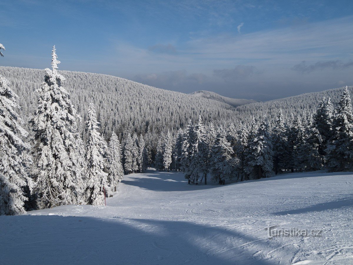 Skipiste naar Bílá Opava