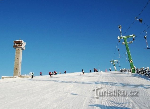 Skihelling onder het uitkijkpunt Karasín