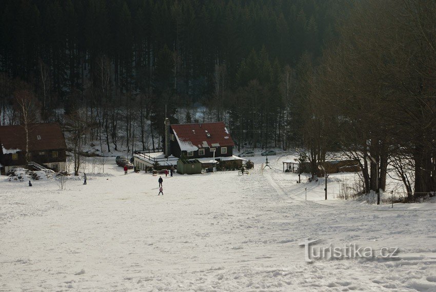 Skipiste mit Seilbahn