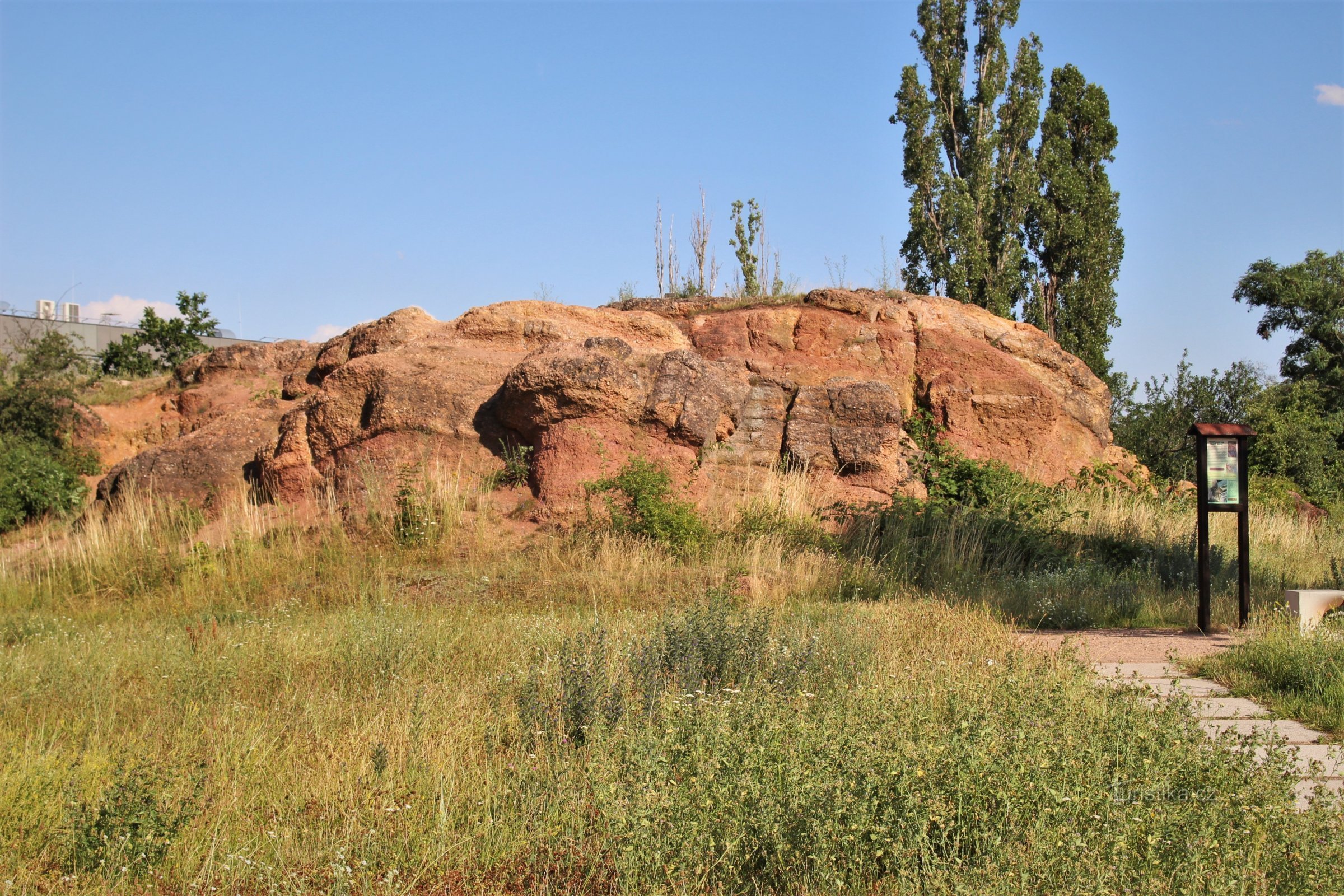 Heligoland rock with information board