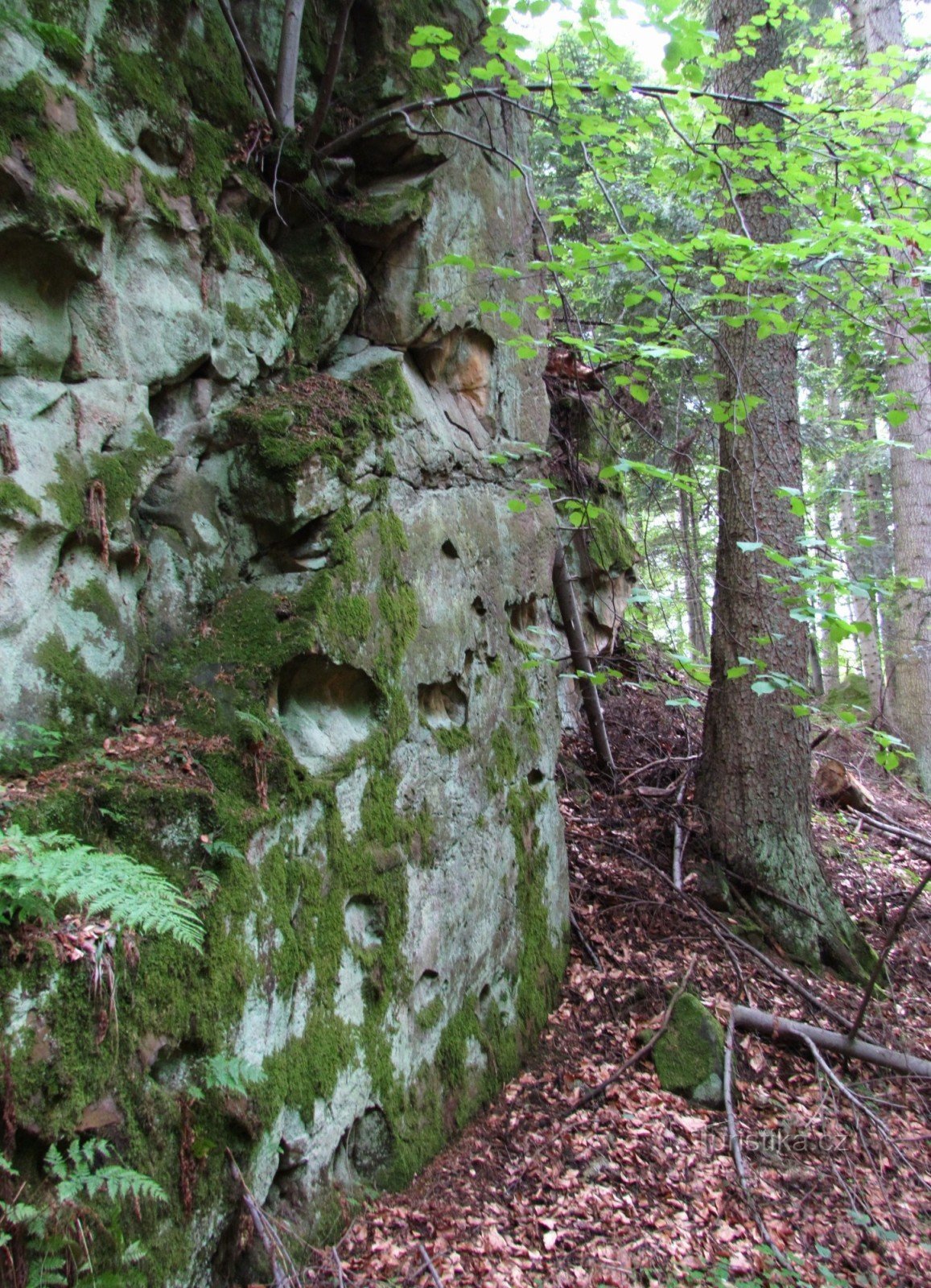 Monolit-Steingarten am Hang von Kopcé