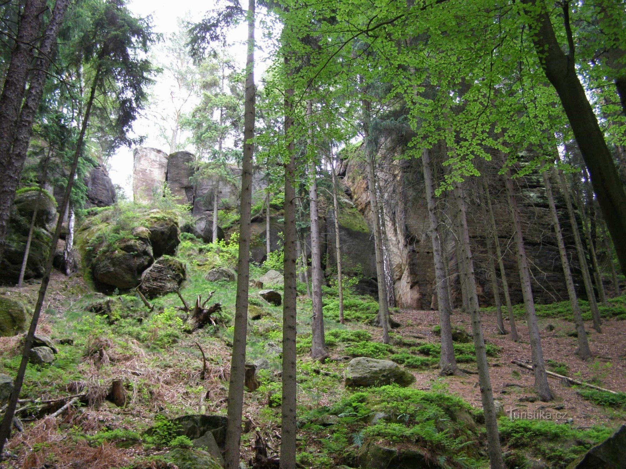 rotsmassief vanaf het voetpad vanuit het dorp Podháj