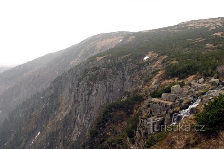 Stijene koje padaju u Labské dol: Pogled s Pančavskog vodopada