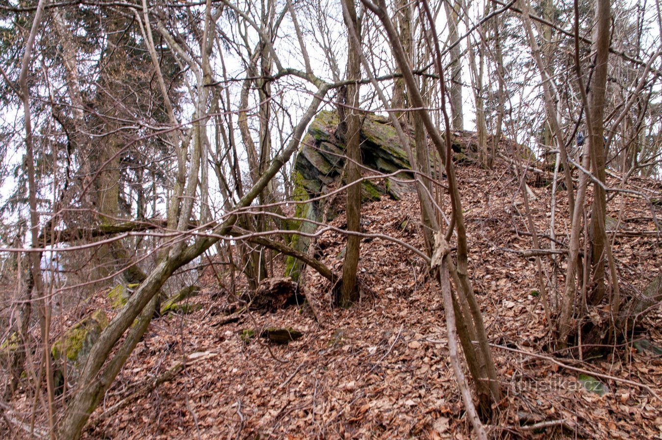 Rock outcrop at the top