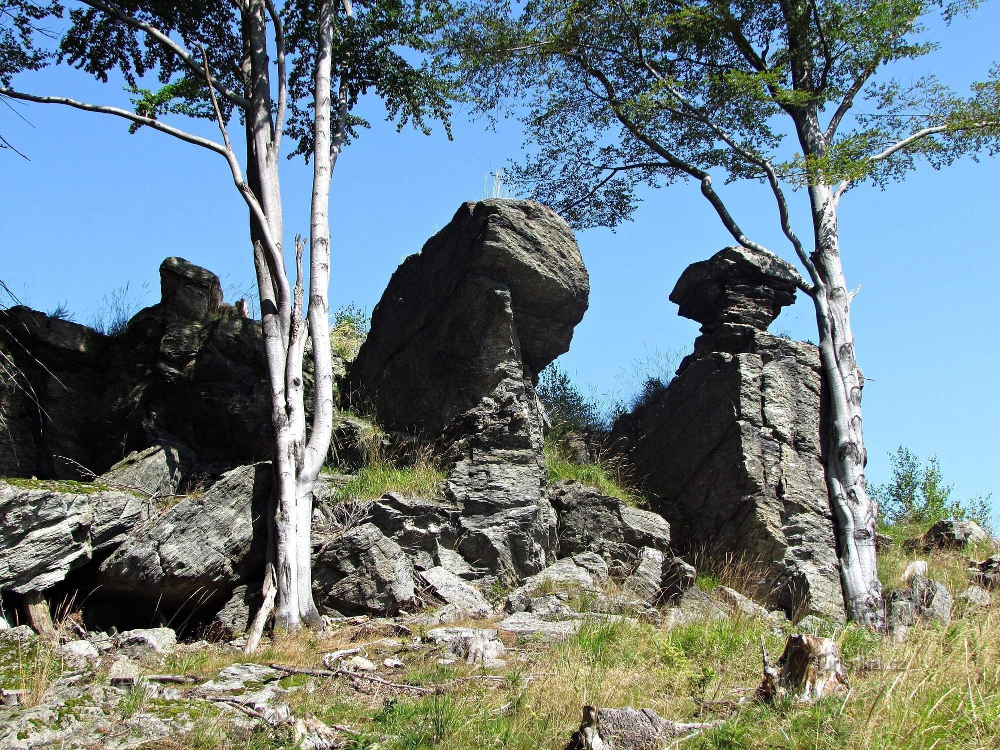 Stâncile lipsesc din maps.cz - zona Hrubé Jeseník