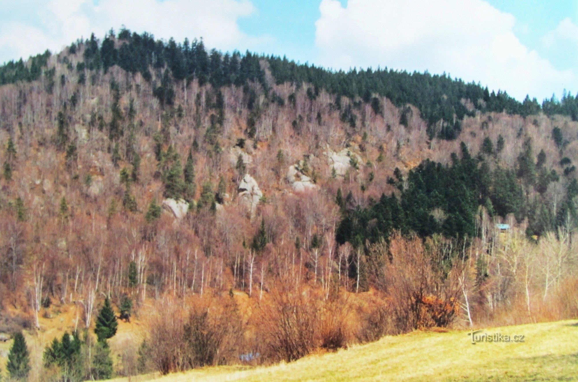 Skály ve svahu Hradiska v závěru údolí