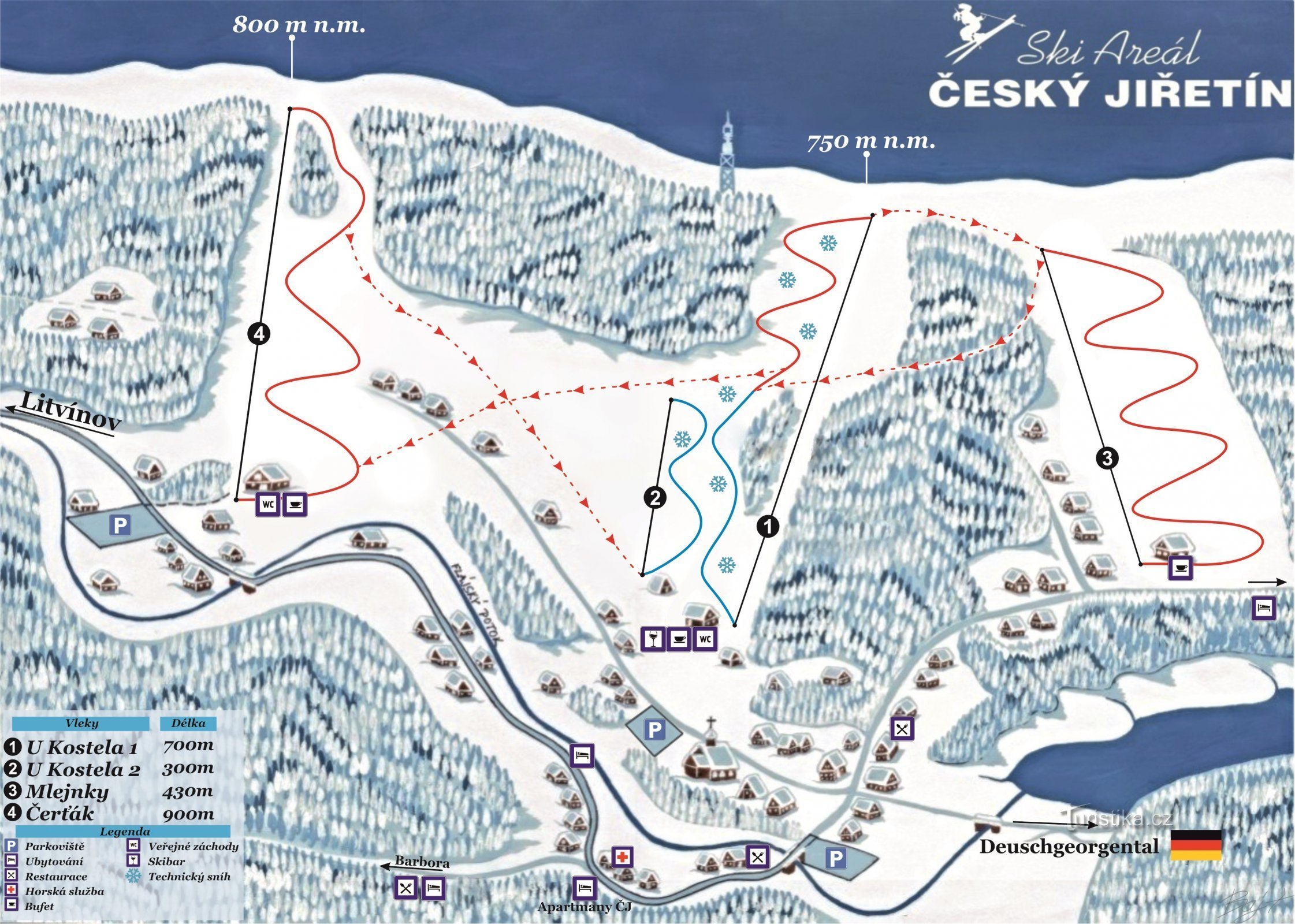 Ski Areál Český Jiřetín - mapa