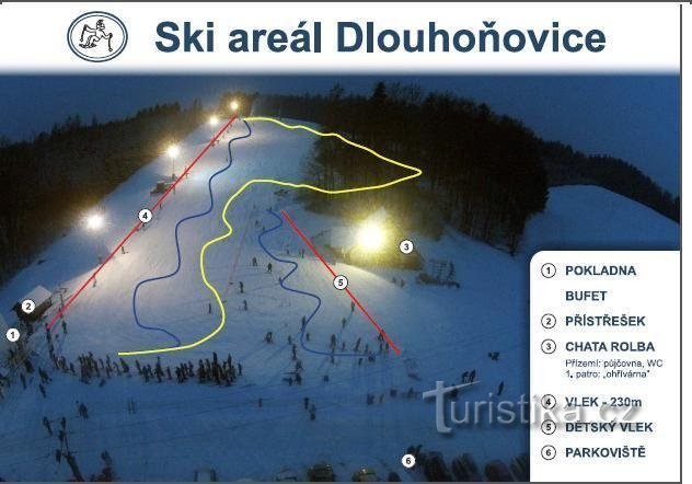 Ski areál Dlouhoňovice - mapa