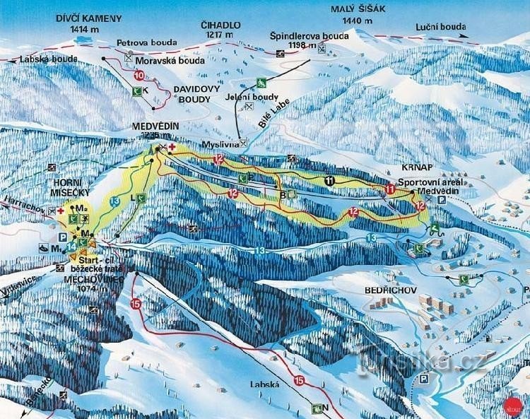 Skigebiet Horní Mísečky - Medvědín: Skigebiet Horní Mísečky - Medvědín