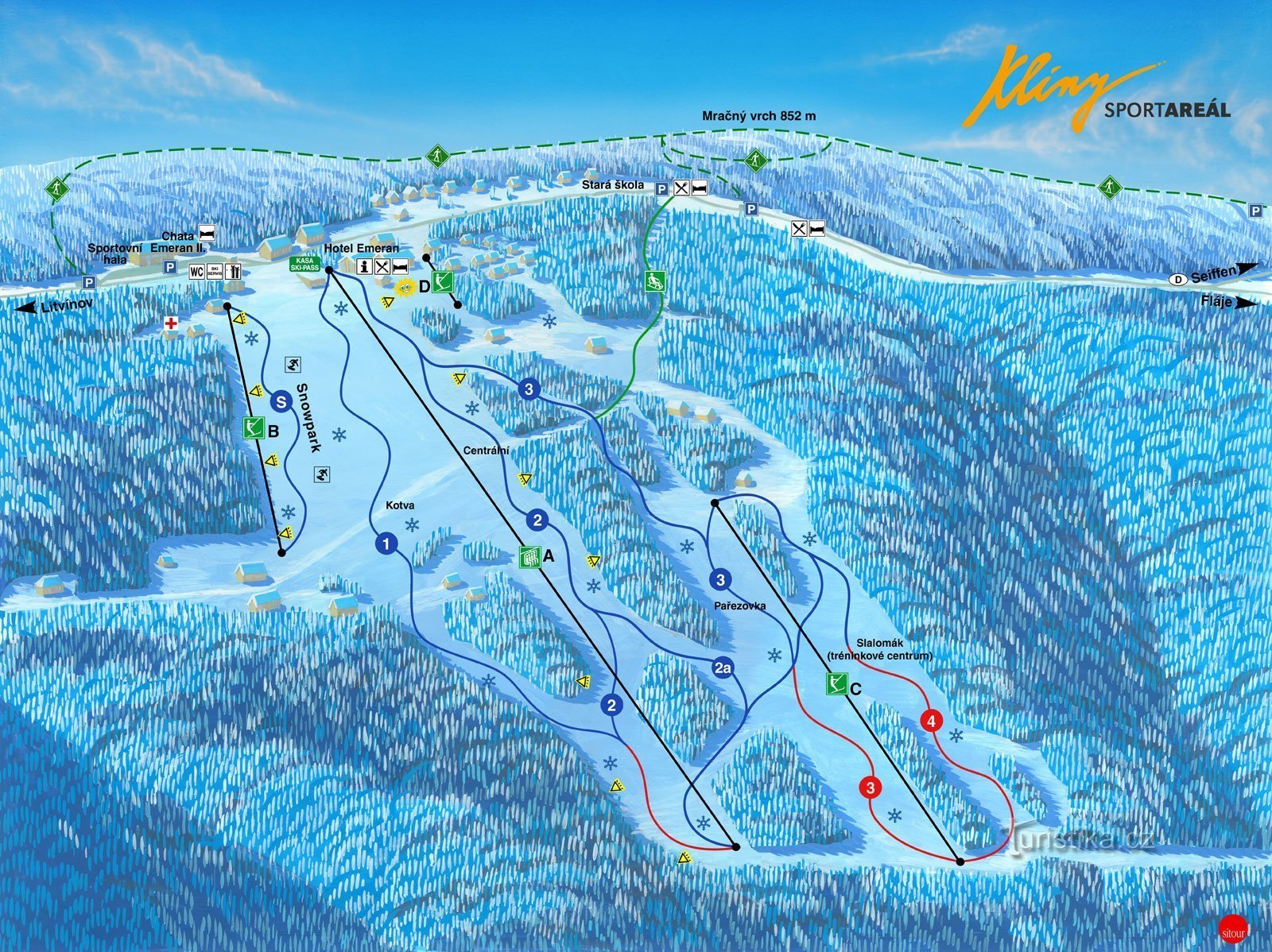 Ski areál Klíny - mapa