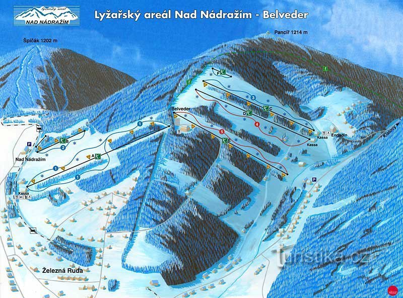 Ski areál Nádraží - Belveder - mapa