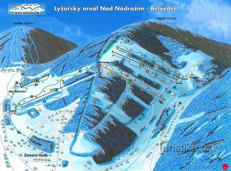 Skijalište Nádraží - Belveder - karta