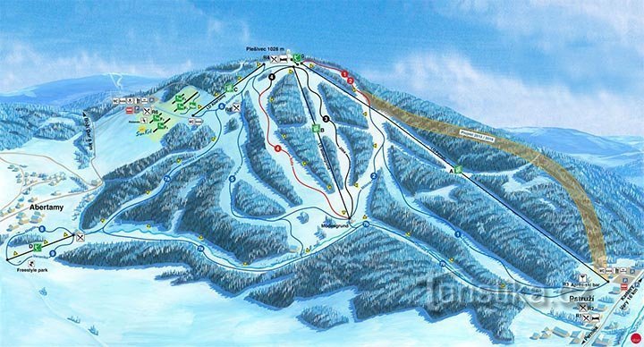 Skigebiet Plešivec - Karte