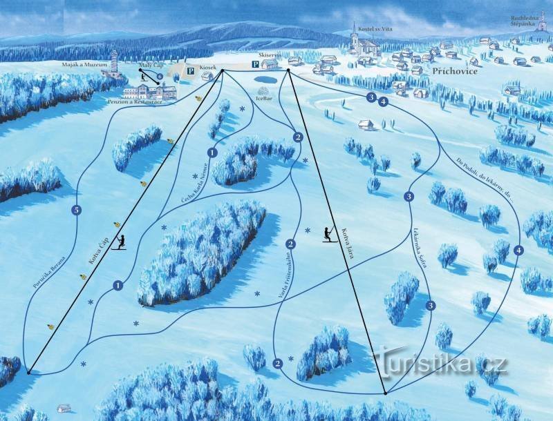 Ski areál U Čápa Příchovice - mapa