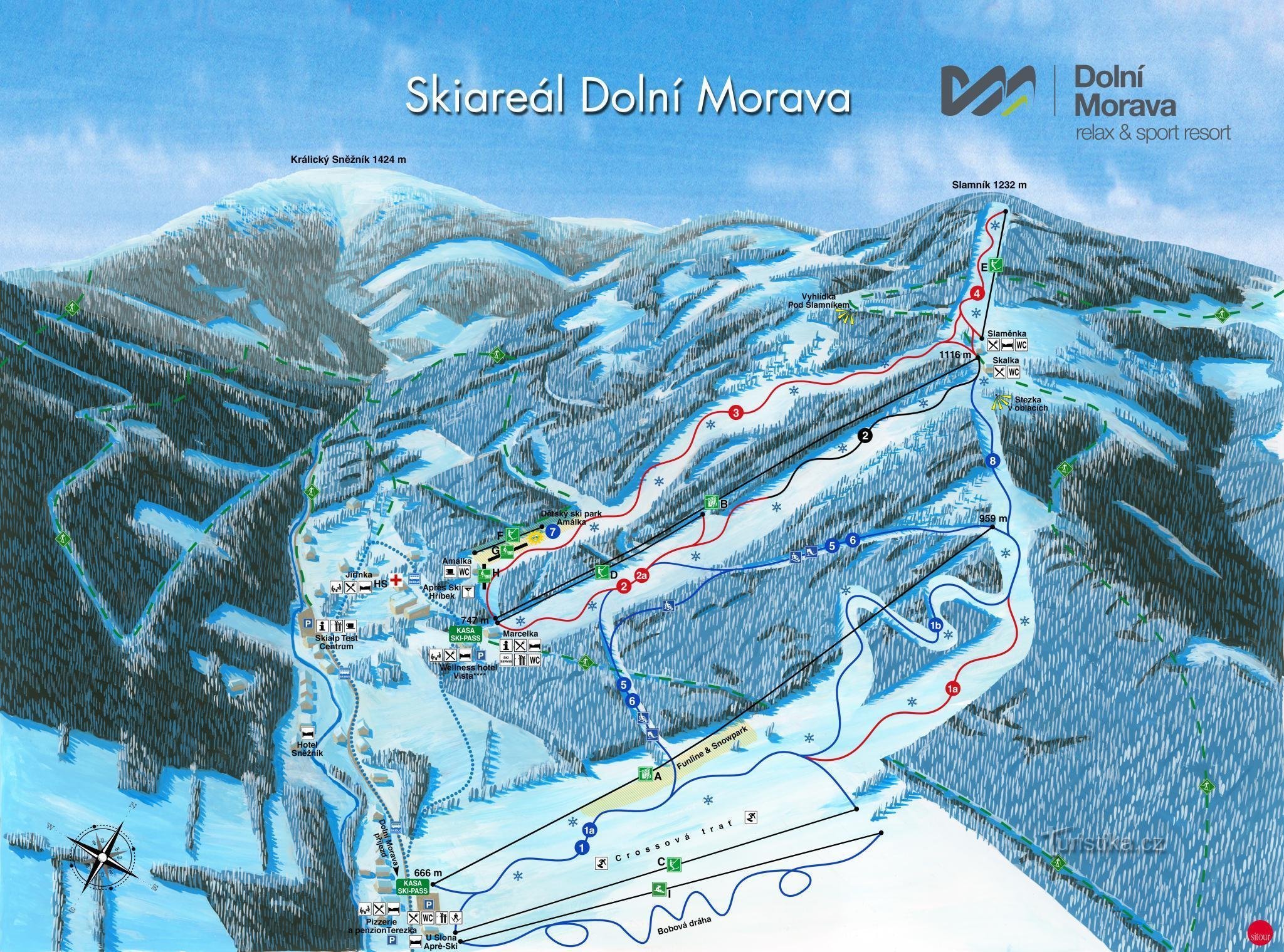 Ski area Dolní Morava - map