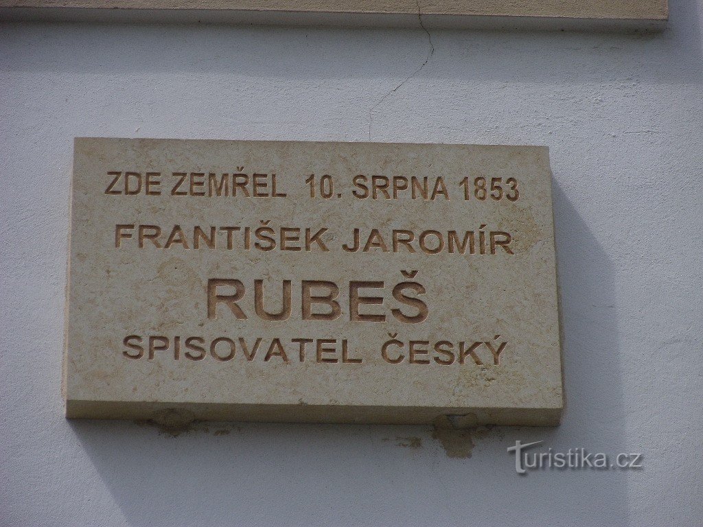 Skuteč - tấm bảng kỷ niệm của FJ Rubeš