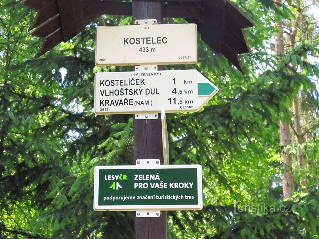 Kažipot proti Kostelcem