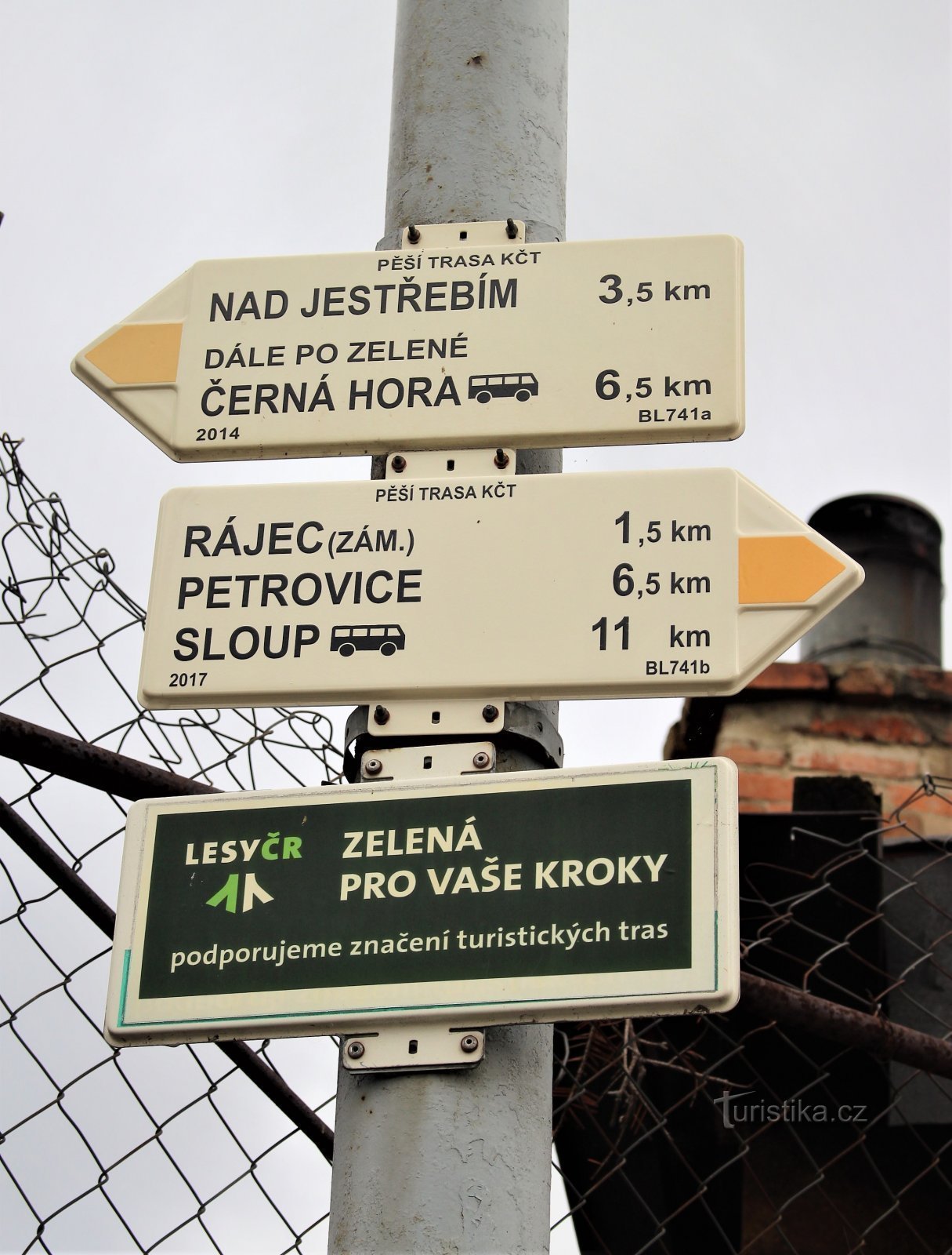 Directional signs at the tourist crossroads