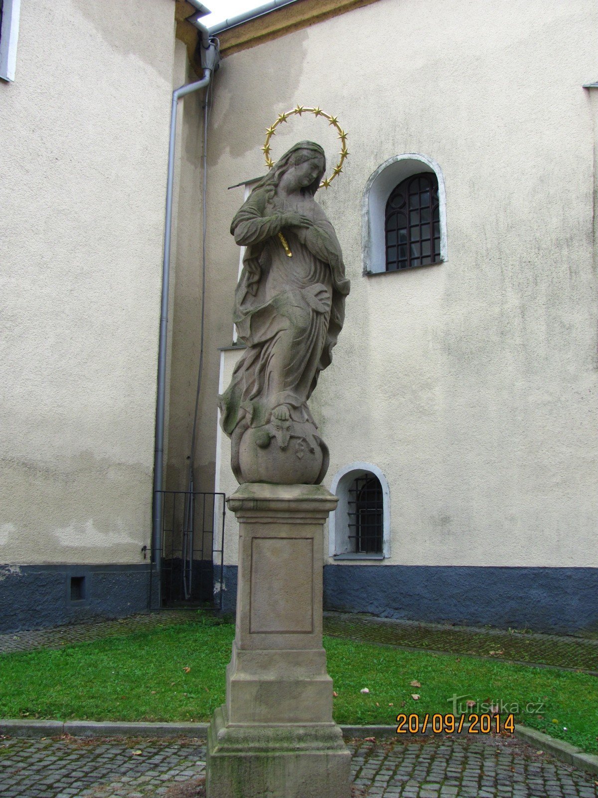 Statue of the Virgin Mary at the church of St. Kateřiny in Klimkovice