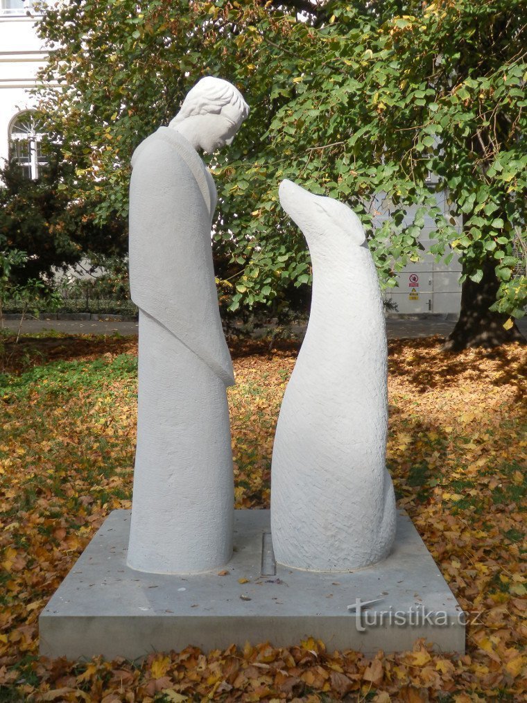 Staty av Saint Francis of Assisi och vargen av Gubbio