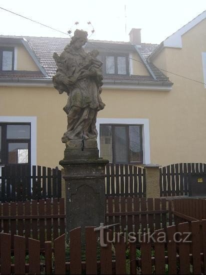 The statue of the saint: The statue of the saint near the church of St. Václav in the east of the village of Kovanice.