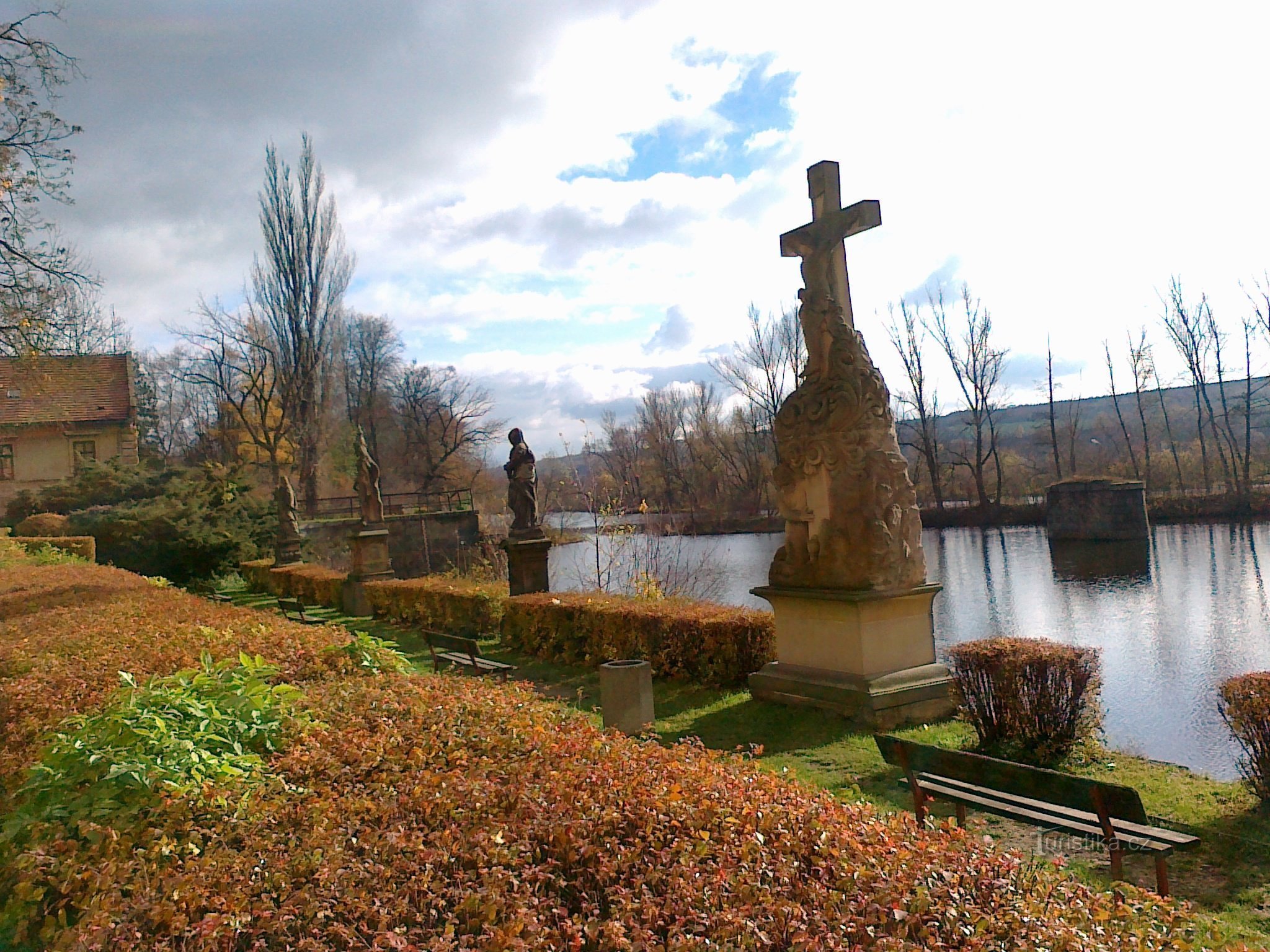 Statues above the bay in Libochovice.