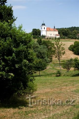Vizinho Vysoký Újezd ​​​​com a igreja da Natividade da Virgem Maria