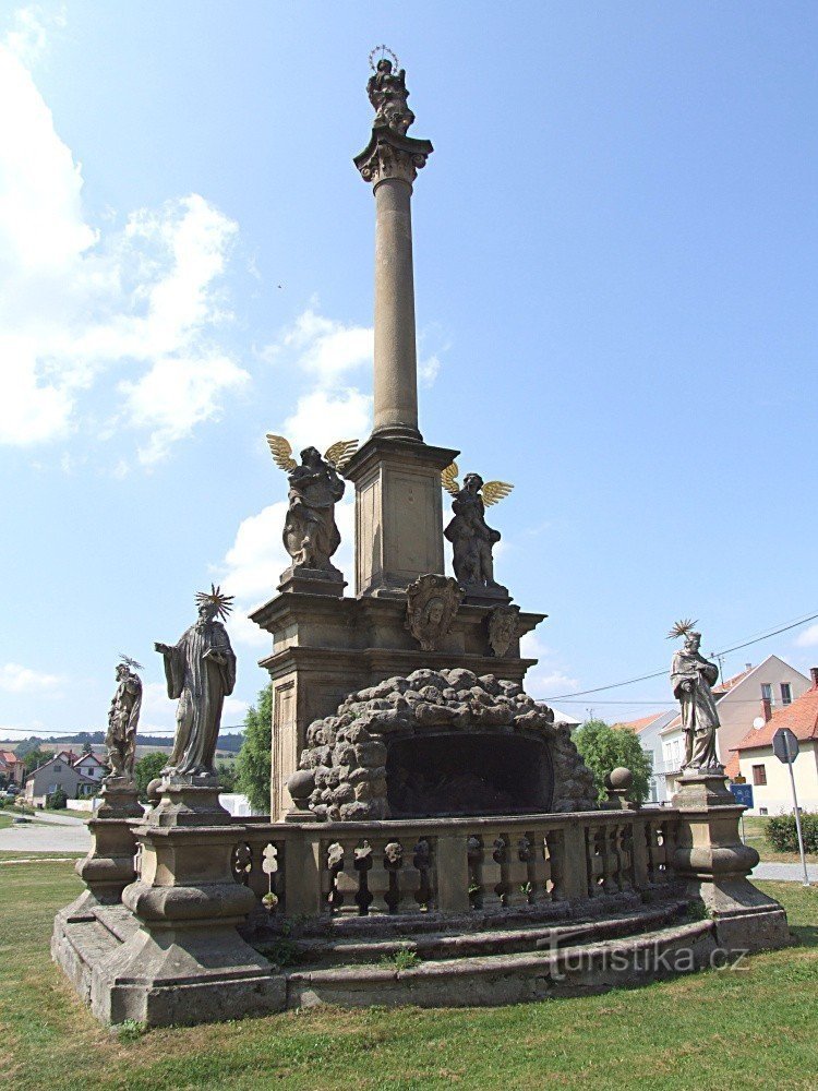 Statue of St. Rosalie with the column of St. Mary in Velehrad