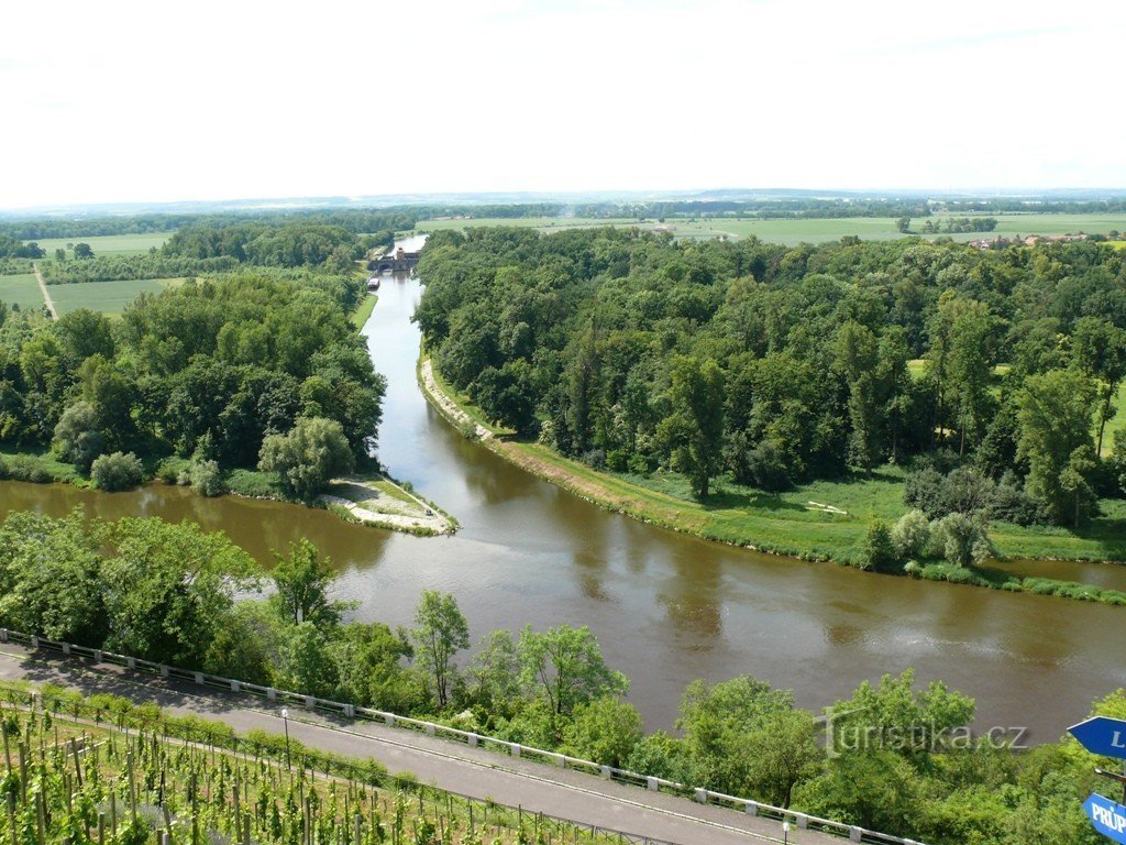 Confluent de l'Elbe et de la Vltava depuis le clocher de l'église