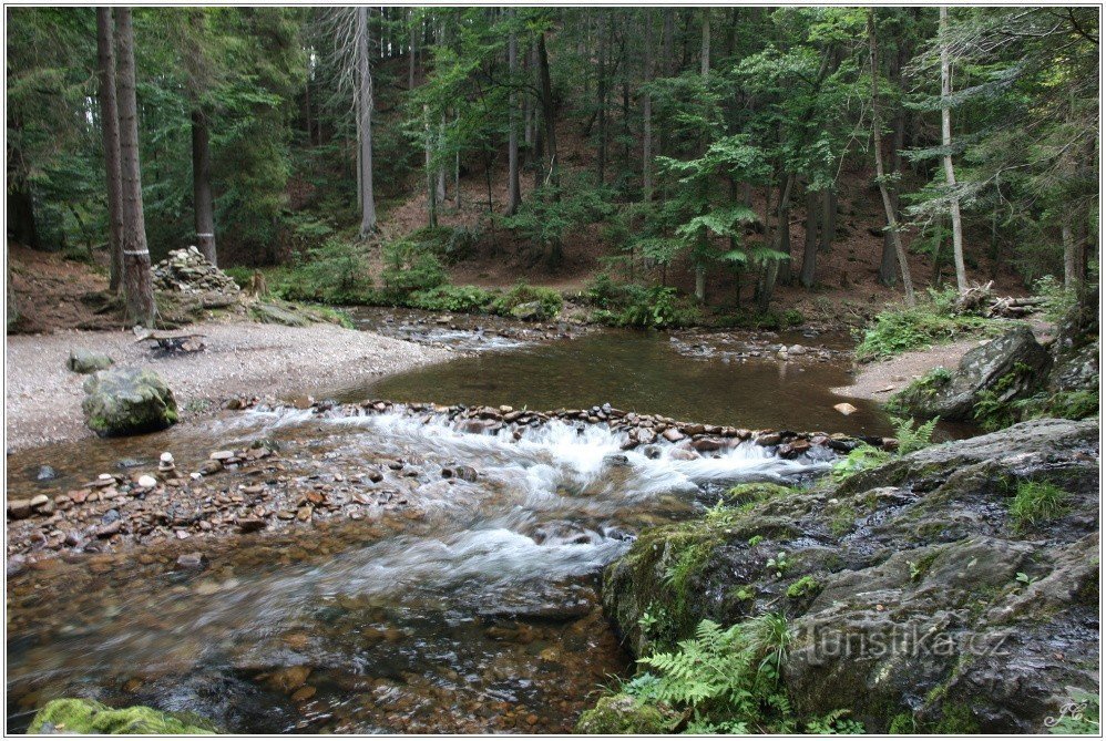 Confluence，Zdobnice 从左侧流出，Říčka 从右侧流出