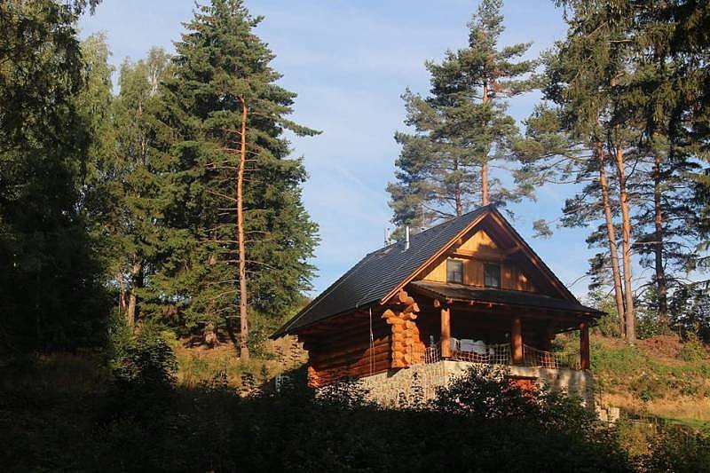 Log cabin in summer