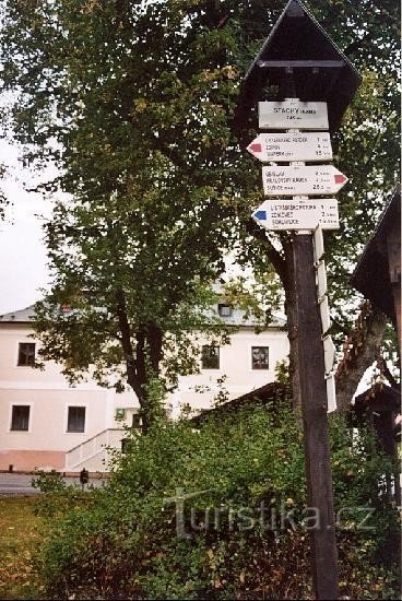 Stachy: placa de sinalização para a praça