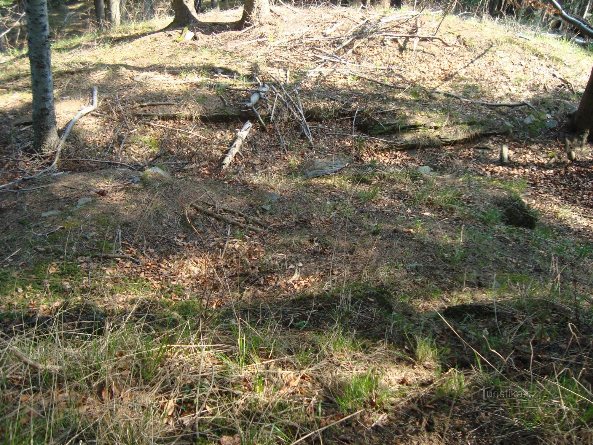 Šternek - en långsträckt fördjupning med rester av murar i den östra änden av slottskullen - Foto: Ulrych Mir.