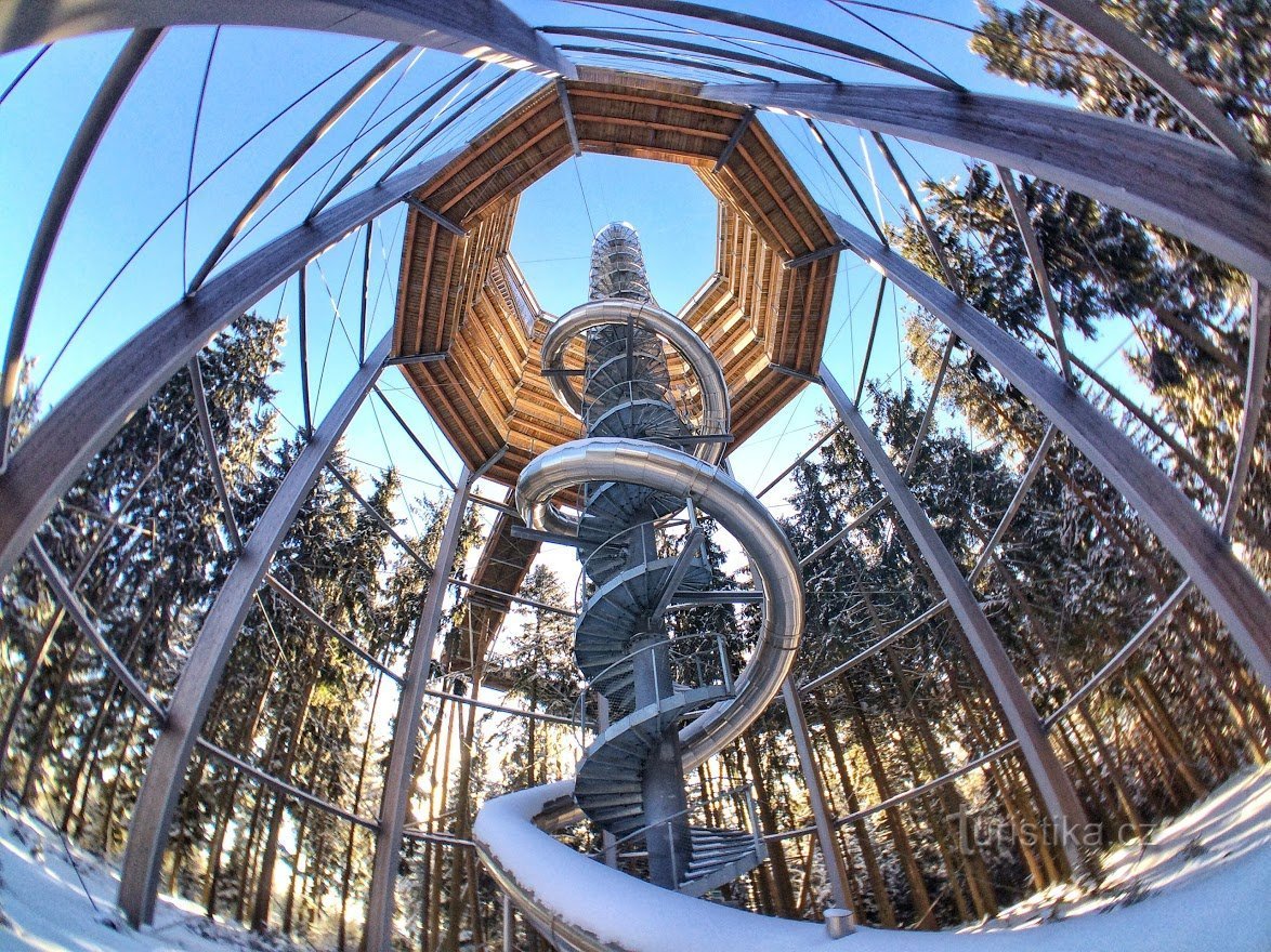 The trail through the treetops of Lipno is open all winter