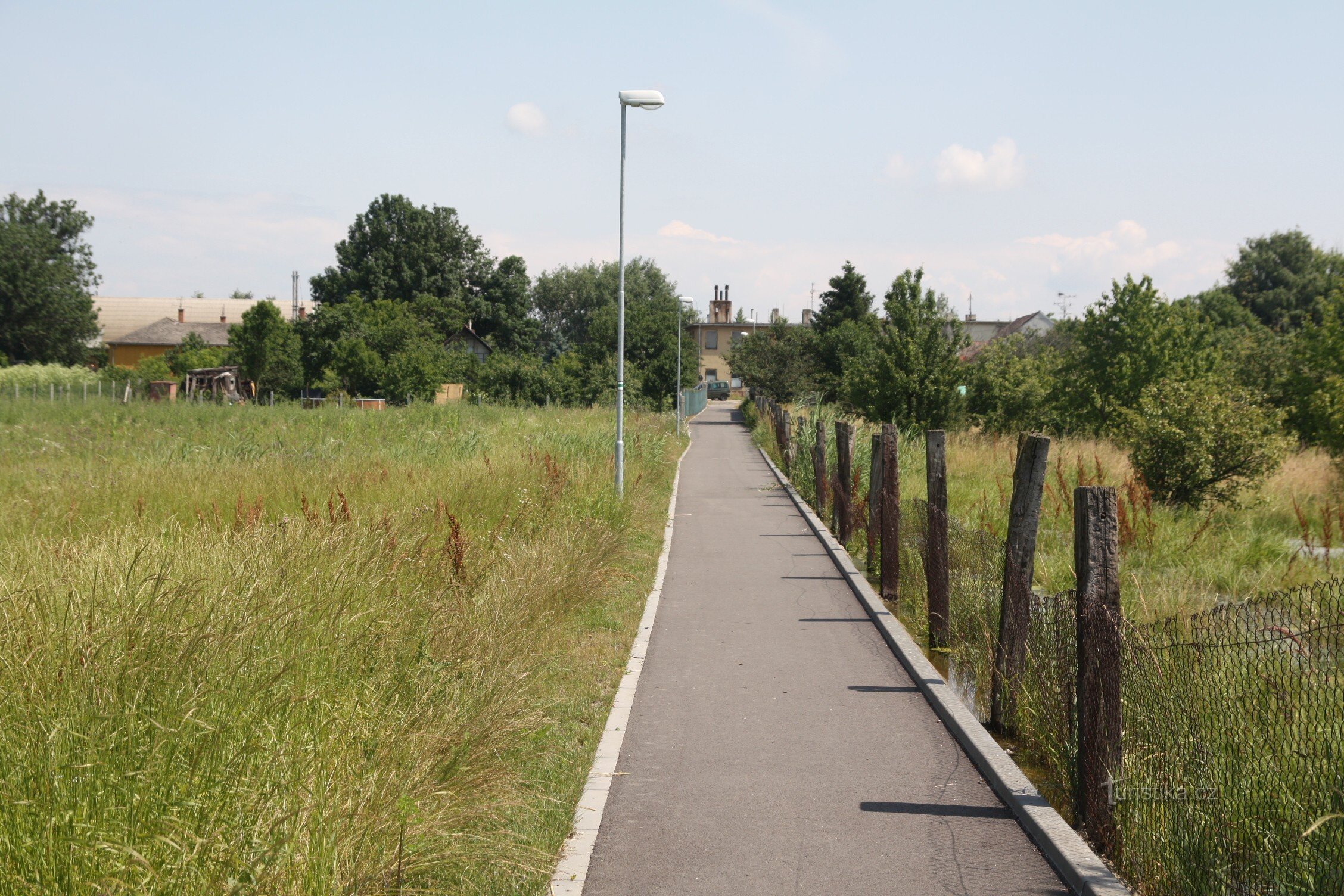 Een pad in de buurt van het station loopt door een wetland