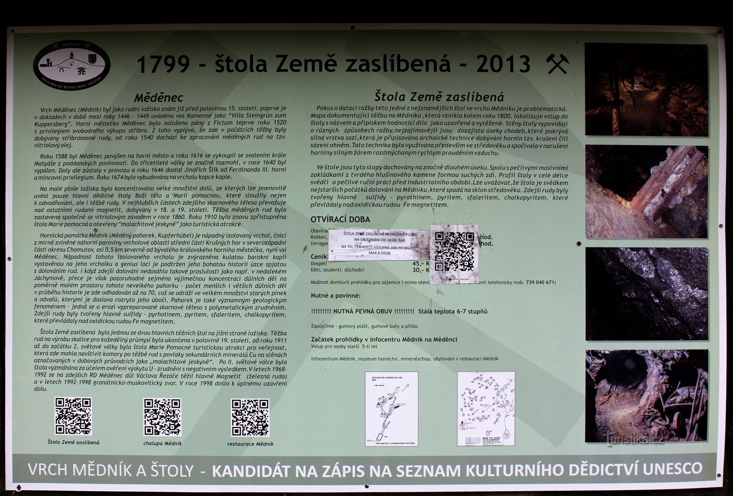 Štola Země zaslíbená – infotabule